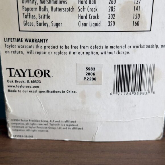 Taylor Classic Candy-Deep Fry Thermometer Stainless Steel Insulated Handle - Picture 8 of 8